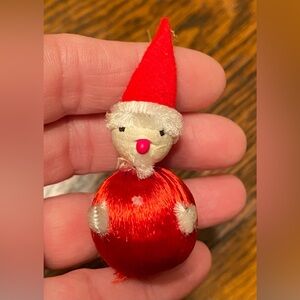 VTG Santa Claus Spun Satin Kitschy Christmas Ornament Small Miniature